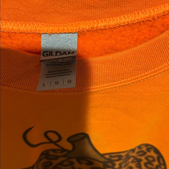 Gildan Orange Sweater with Leopard Pumpkin Design - Picture 2 of 2